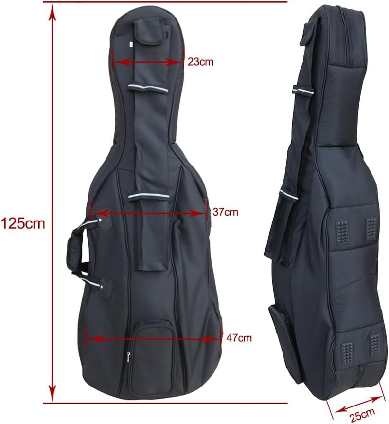 ModouString Store Cello case 4/4 Thickened Soft Bag Cello Gig Bag with Multiple Pockets & Handle & Adjustable backpack straps Strong light (black) - Image 2
